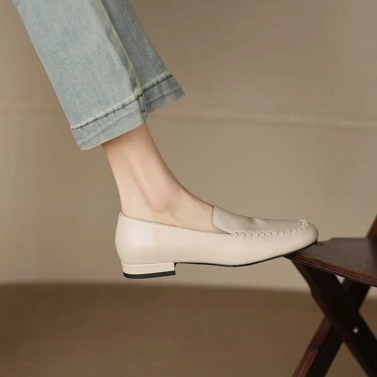New Spring Autumn Genuine Leather Women Shoes Fashion Round Toe Loafers Shoes for Women Low Heels Women Pumps Ladies Shoes