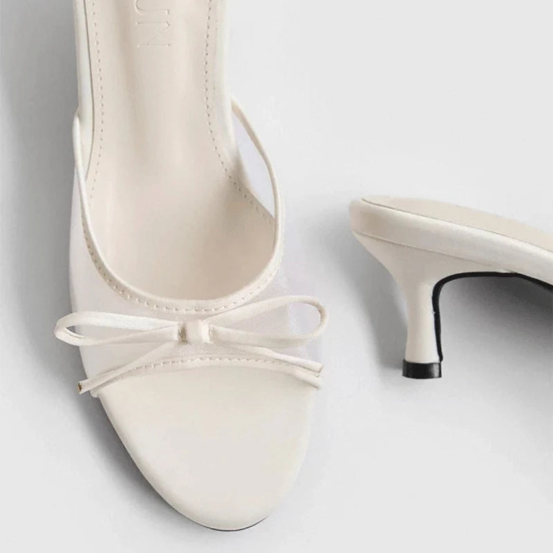 2026 New Fashion Bow Sandals Summer Classic Solid Color Stiletto Heel Women's Slippers Sexy Pointed Toe Banquet Women High Heels