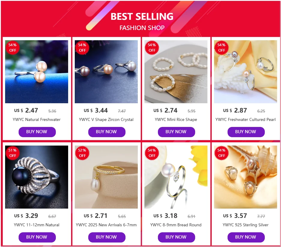 YWYC Mini Rice Shape Freshwater Pearl Ring for Women Elastic 3-4mm Pearl Finger Ring Jewelry Gift for Lover Mom