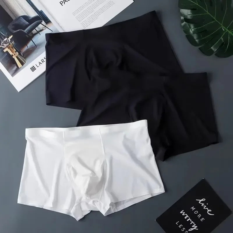 3 Pack Mens Ice Silk Seamless Breathable Plus Size Briefs