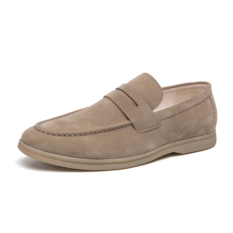 Spring Suede Loafers For Men Breathable Slip On Moccasins