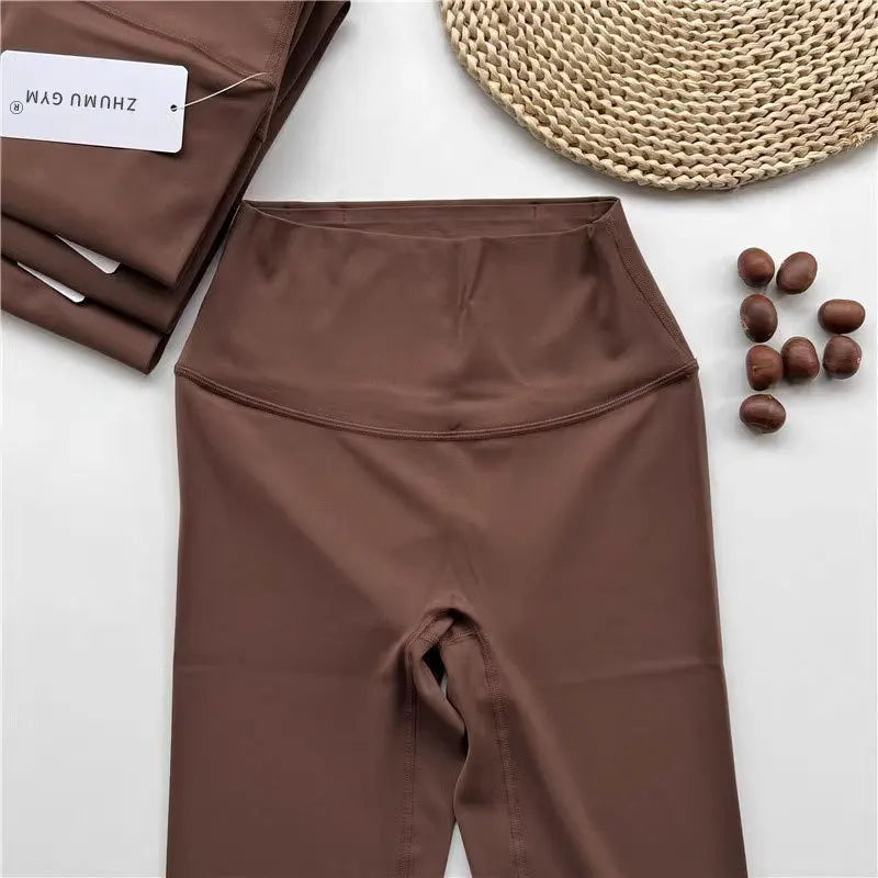 بنطلون رياضي نسائي بدون درزات عالي الخصر مرن سادة لممارسة اليوجا في صالة الألعاب الرياضية والركض سريع الجفاف بنطلون ضيق للنساء 