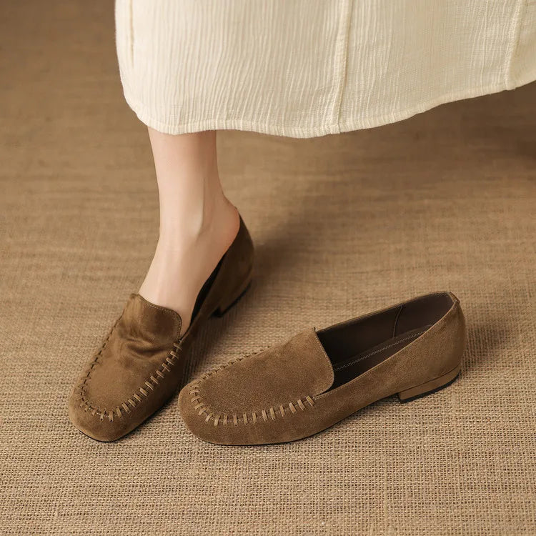 New Spring Autumn Genuine Leather Women Shoes Fashion Round Toe Loafers Shoes for Women Low Heels Women Pumps Ladies Shoes
