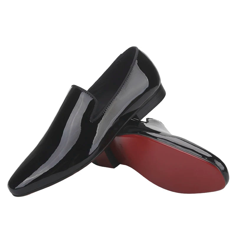Piergitar 2025 Patent Leather Slip On Red Sole Shoes