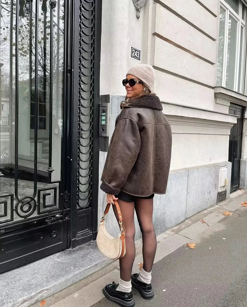 MUJER 2025 Woman Thick Faux Leather Jackets for Women Autumn Winter Warm Coats Female Demi-season Plush Jacket Women Outerwears
