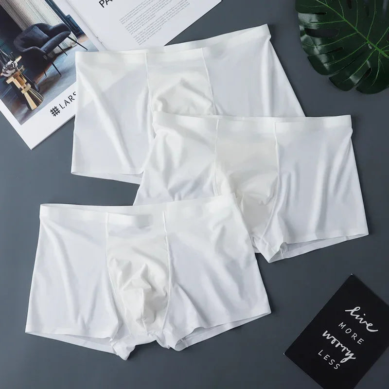 3 Pack Mens Ice Silk Seamless Breathable Plus Size Briefs
