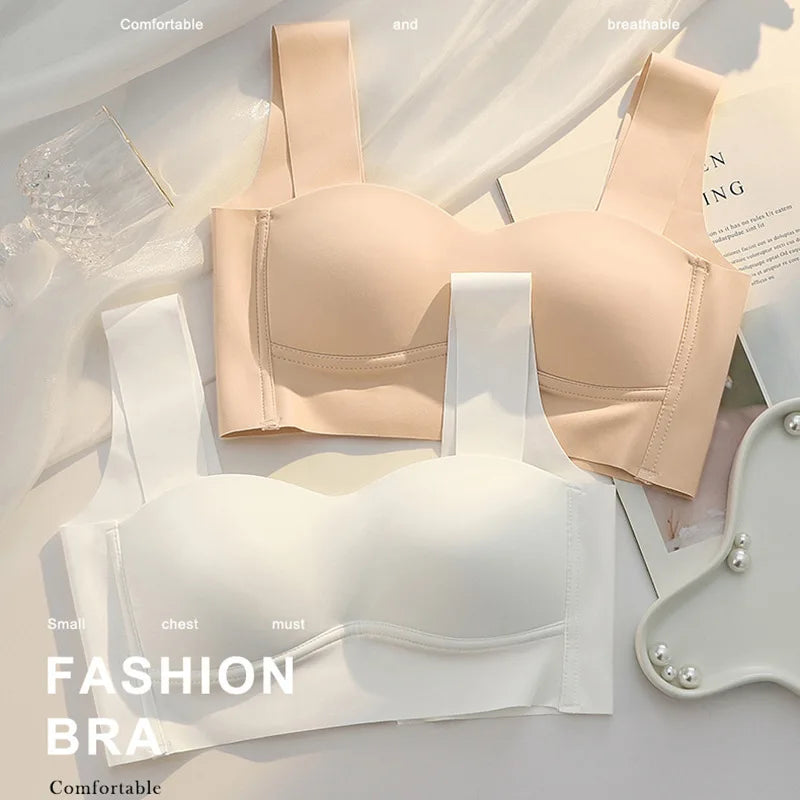 قطعة واحدة من حمالة الصدر المريحة للنساء من الحرير الجليدي الصيفي على شكل صدرية ملابس داخلية للفتيات بدون أسلاك مجمعة قطعة واحدة حمالة صدر رافعة للأعلى 