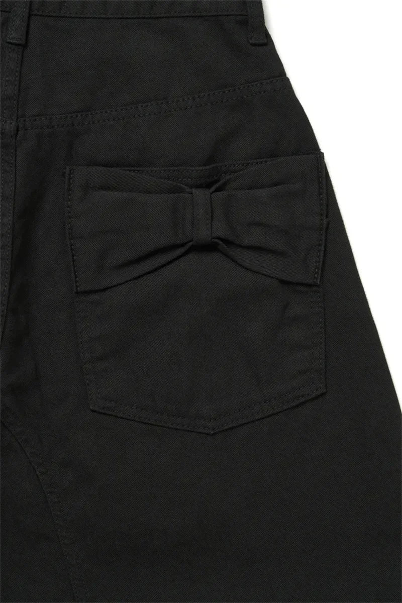 Loose Women's Denim Jeans Ba ket  Knot Design Spring New Sle Casual High Waist Wide Leg Pants Pure Color