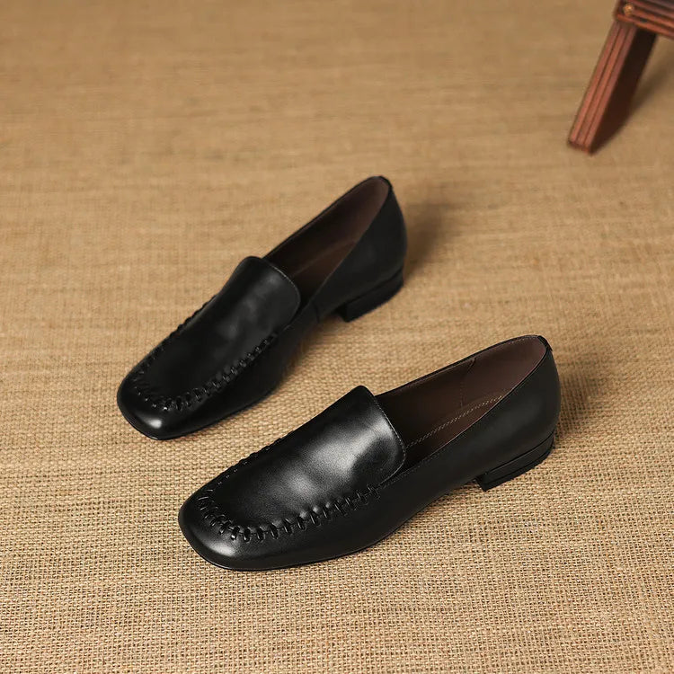 New Spring Autumn Genuine Leather Women Shoes Fashion Round Toe Loafers Shoes for Women Low Heels Women Pumps Ladies Shoes