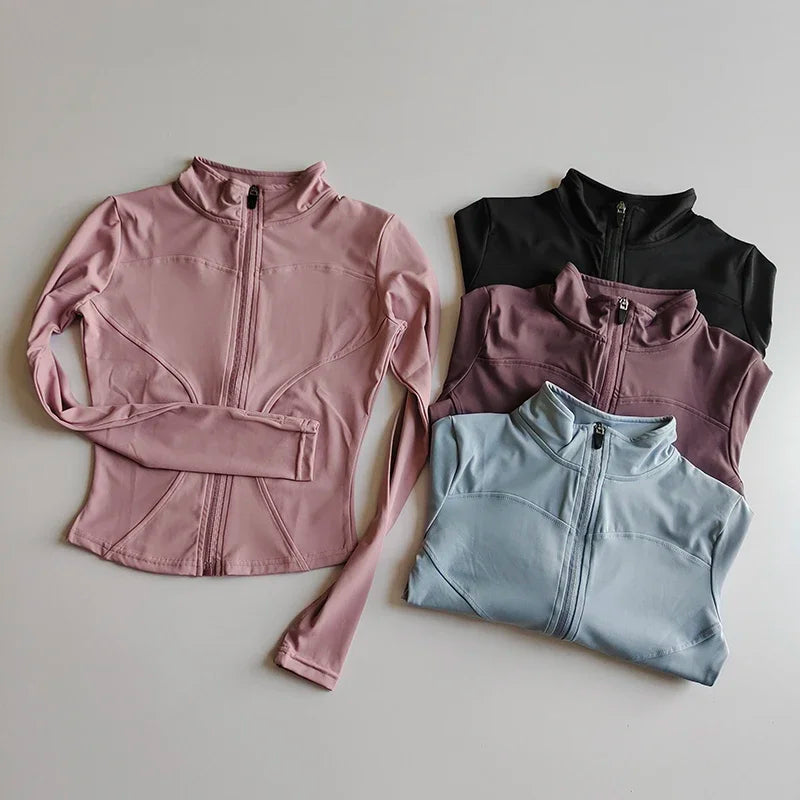 New Slim Winter Yoga Jacket for Women Coat Shirts Sports Waist Tightening Fitness Wear Long-sleeved Pilates Top Clothing