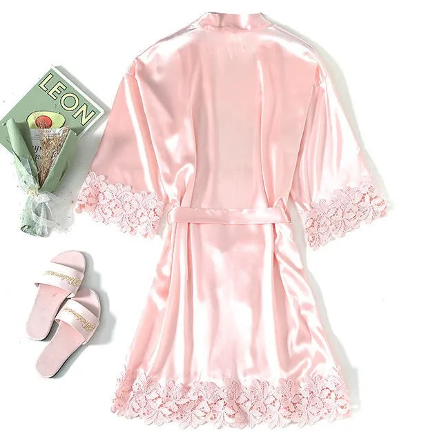 رداء زفاف وصيفة العروس بلون الشمبانيا، ملابس نوم من الدانتيل، ملابس منزلية، رداء حمام مثير من الساتان، ثوب نوم نسائي، ملابس داخلية حميمية 