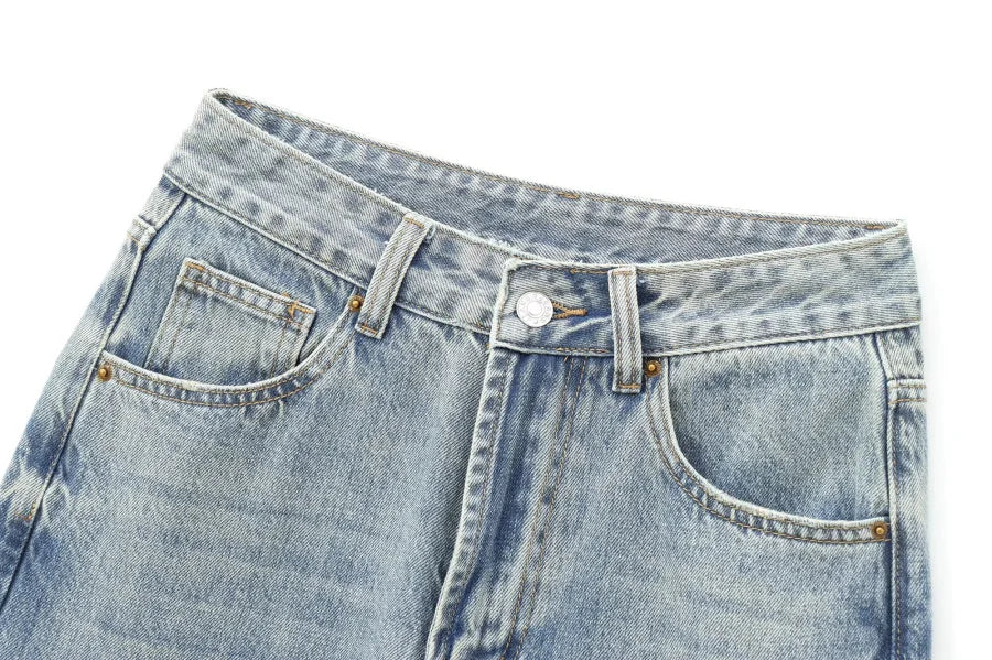 TRAF Wide-leg high-waisted jeans  women's classic everything with five pockets washed soft comfortable ultra-long jeans6045022