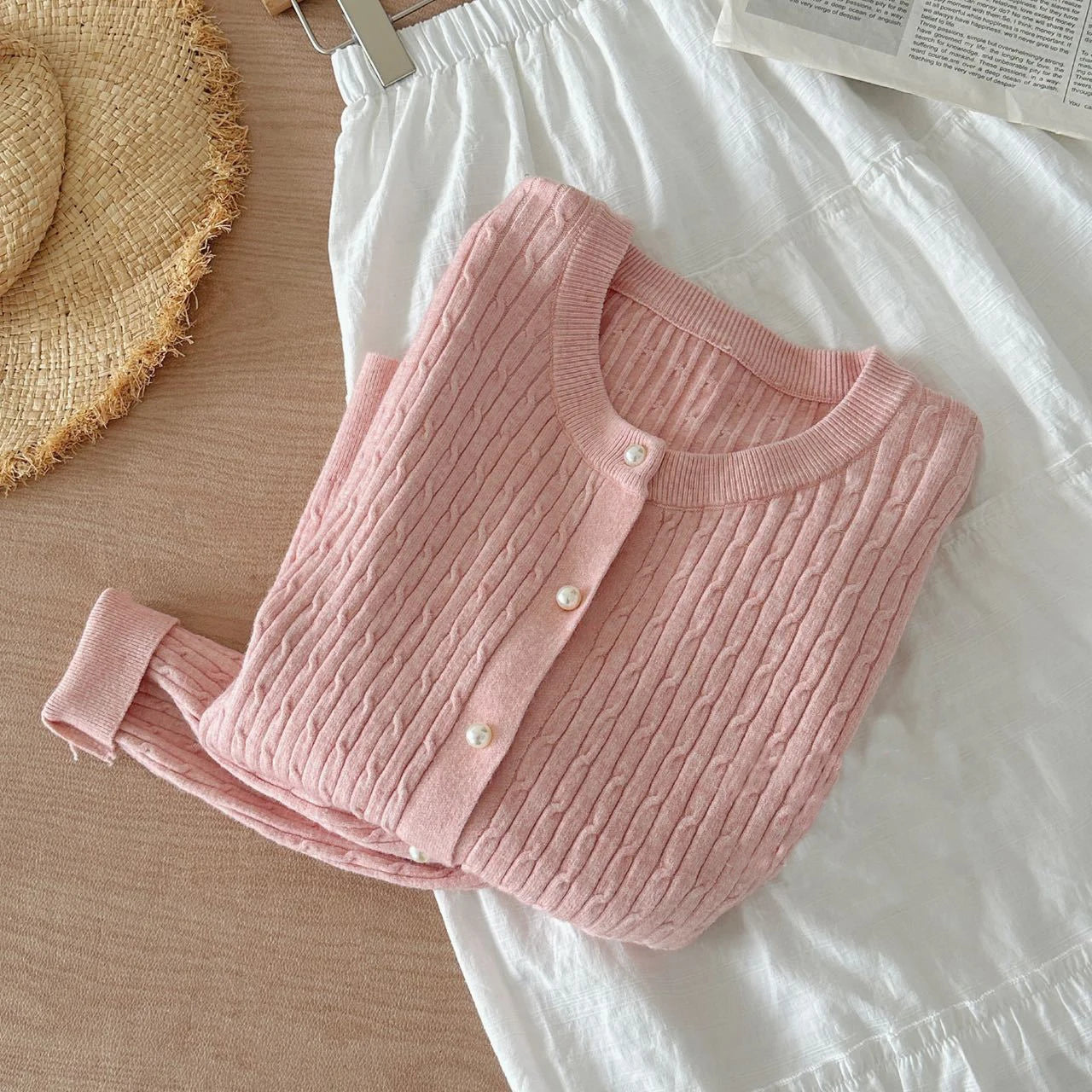 Elegant Long Sleeve Knitwear Tops Women Autumn Winter Single Breasted Sweater O Neck Thick Warm Knitted Cardigan Female