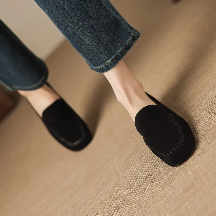 New Spring Autumn Genuine Leather Women Shoes Fashion Round Toe Loafers Shoes for Women Low Heels Women Pumps Ladies Shoes