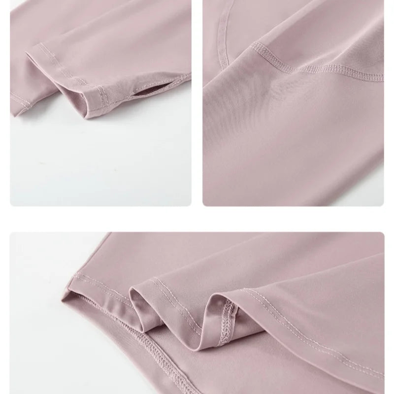 قميص يوغا نسائي بأكمام طويلة من DRUR سريع الجفاف وجيد التهوية، بلوزة رياضية خفيفة الوزن برقبة دائرية، ملابس رياضية للركض والبيلاتس 