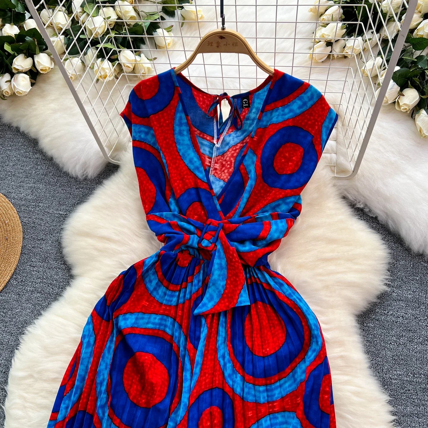 Summer Elegant Women Abstract Print Jumpsuit Chic Streetwear Wide Leg Romper Mujer V Neck Bodycon Sleeveless High Jumps