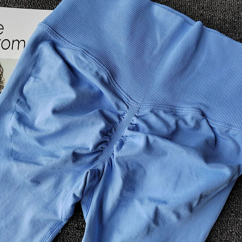 [سراويل يوجا بدون درزات] سراويل يوجا مرنة عالية بدون درزات - سراويل رياضية سريعة الجفاف للنساء - خصر مرتفع سادة R 