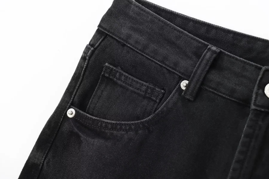 TRAF Wide-leg high-waisted jeans  women's classic everything with five pockets washed soft comfortable ultra-long jeans6045022
