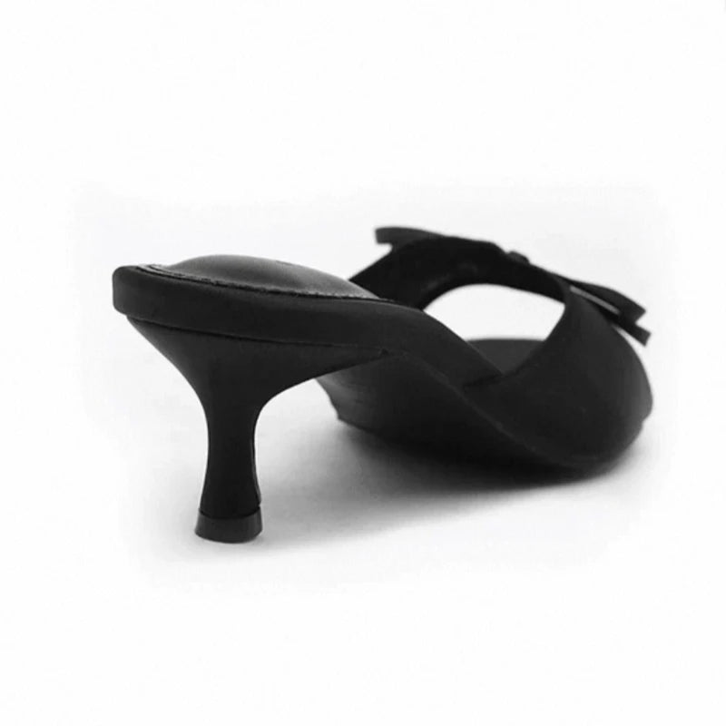 2026 New Fashion Bow Sandals Summer Classic Solid Color Stiletto Heel Women's Slippers Sexy Pointed Toe Banquet Women High Heels